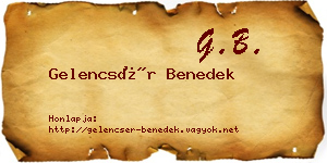 Gelencsér Benedek névjegykártya